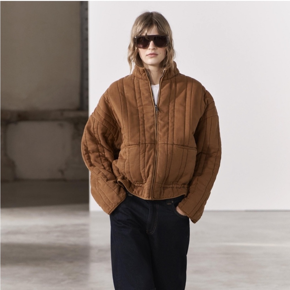 NWT Zara Washed Effect Quilted Jacket - Picture 3 of 12